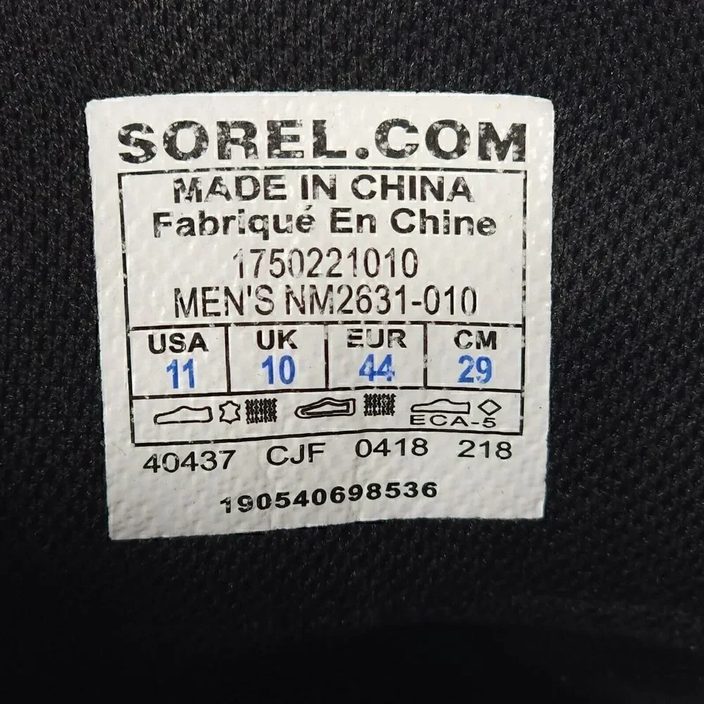 Sorel Men's Portzman US11 Black Leather Waterproof Moc Toe Lace-Up Ankle Boot